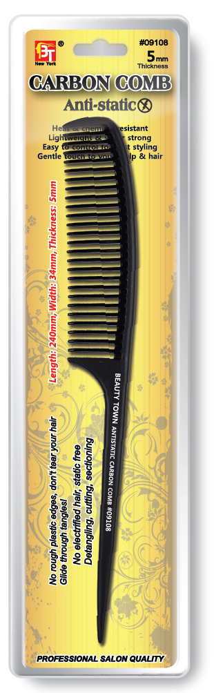 WIDE TEETH TAIL COMB -HEAT& CHEMICAL RESISTANT ANTISTATIC CARBON COMB 